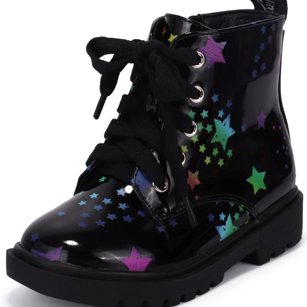 PANDANINJIA Christina Boys Girls Short Ankle Boots, Size 12, Black